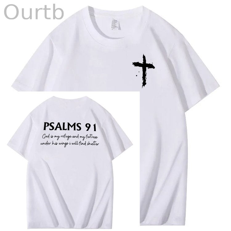 Psalms 91 Pattern 100&Cotton Print T-Shirt