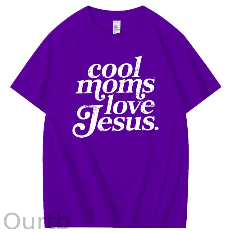 Cool Moms Love Jesus  Pattern 100% Cotton T-Shirt