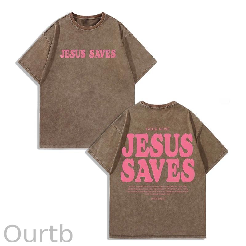 Jesus Saves Washed Cotton T-Shirt