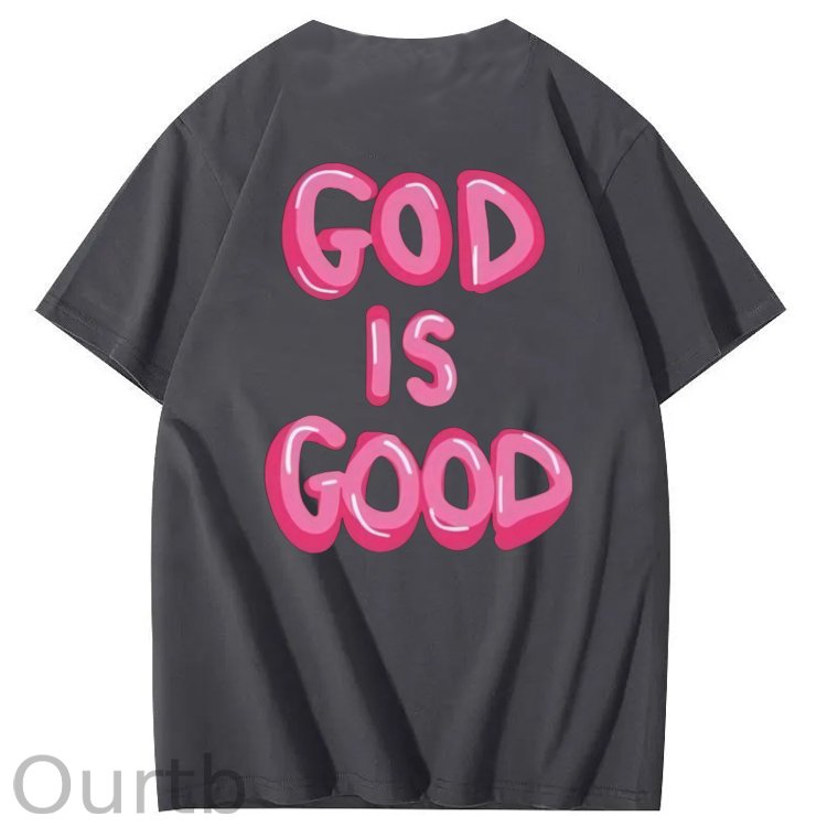 God Is Good Pattern  Print 100%Cotton T-Shirt