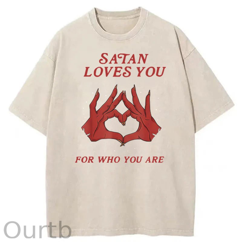 Satan Loves You Washed Cotton T-Shirt