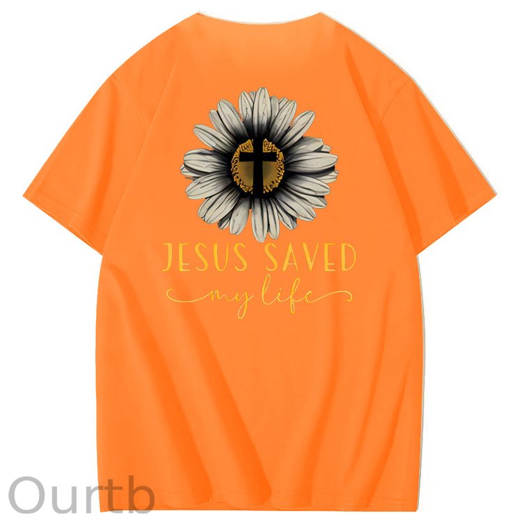 Jesus Saves My Life Pattern100% Cotton T-Shirt