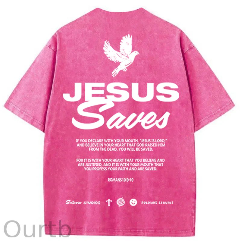 Jesus Saves Washed Cotton T-Shirt