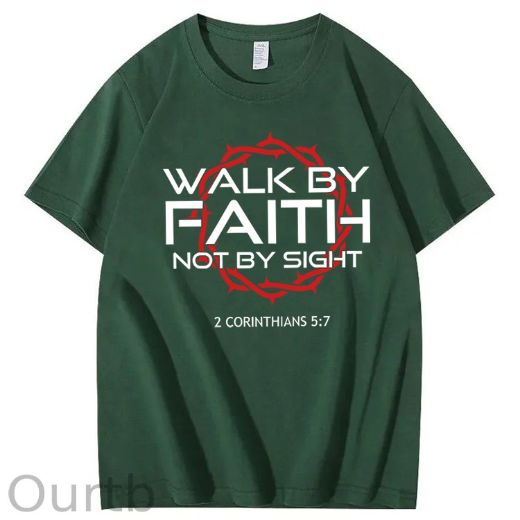 Jesus Walk By Faith Christian 100% Cotton T-Shirt