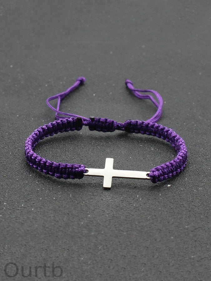 Simple Stainless Steel Cross Braided Bracelet