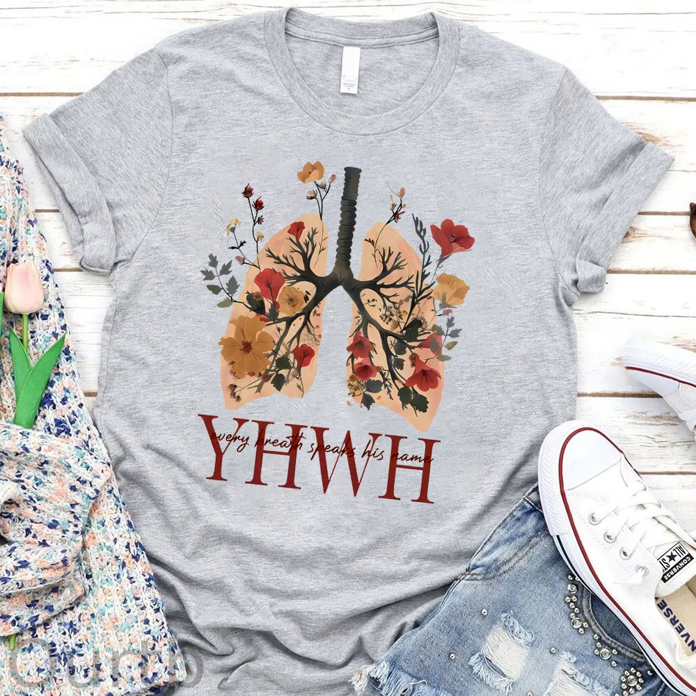 YHWH Every Breath Speak His Name Pattern Round-Neck T-Shirt