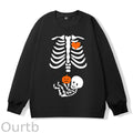Skeleton Halloween Maternity Pregnancy Announcement Fall Mom 100% Cotton Fall and Winter Sweatshirt