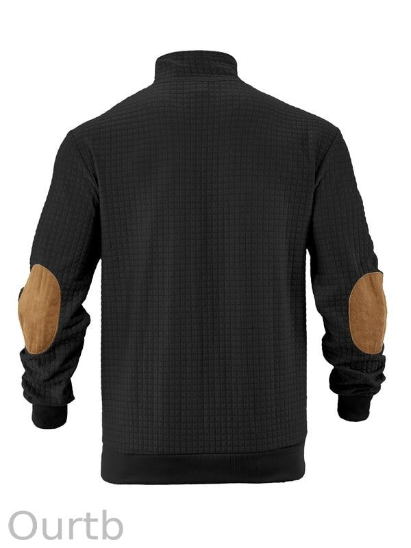 Men's Jesus Cross Print Plain Color Waffle Weave Hoodie Sweatshirt Pullover