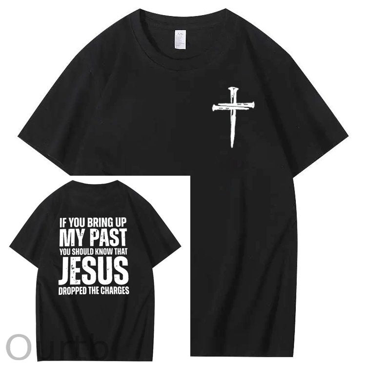 Bring Up My Past Jesus Pattern Print Crew Neck T-Shirt