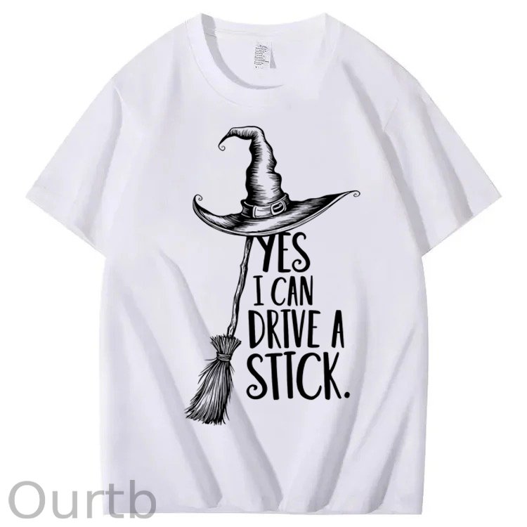 Yes I Can Drive a Stick 100% Cotton Witch T-Shirt