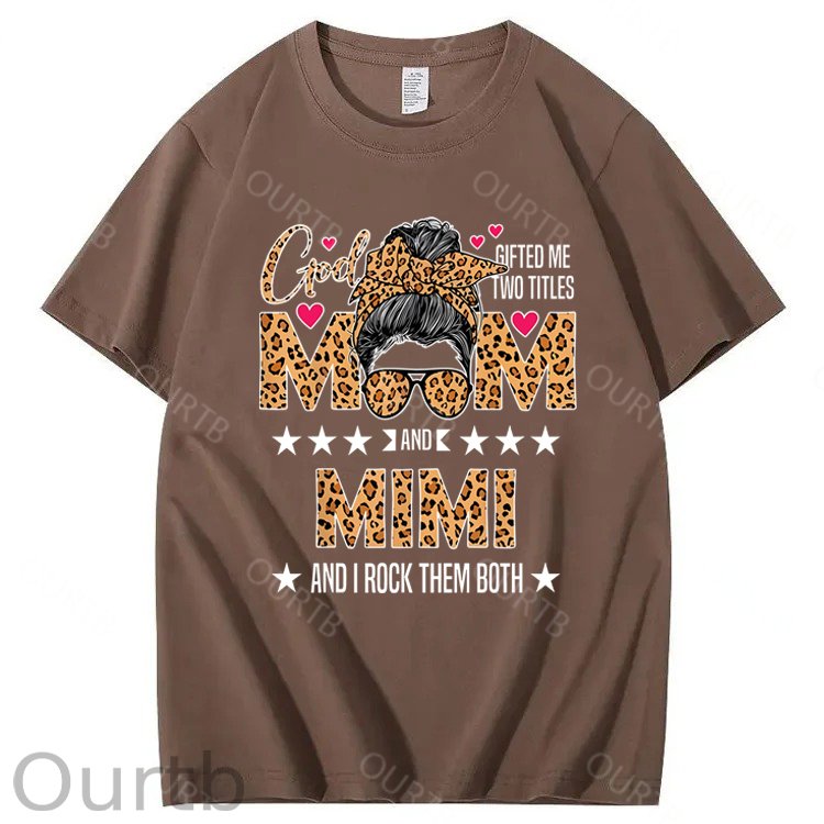 God Gifted Me Two Titles Mom And Mimi 100% Cotton T-Shirt