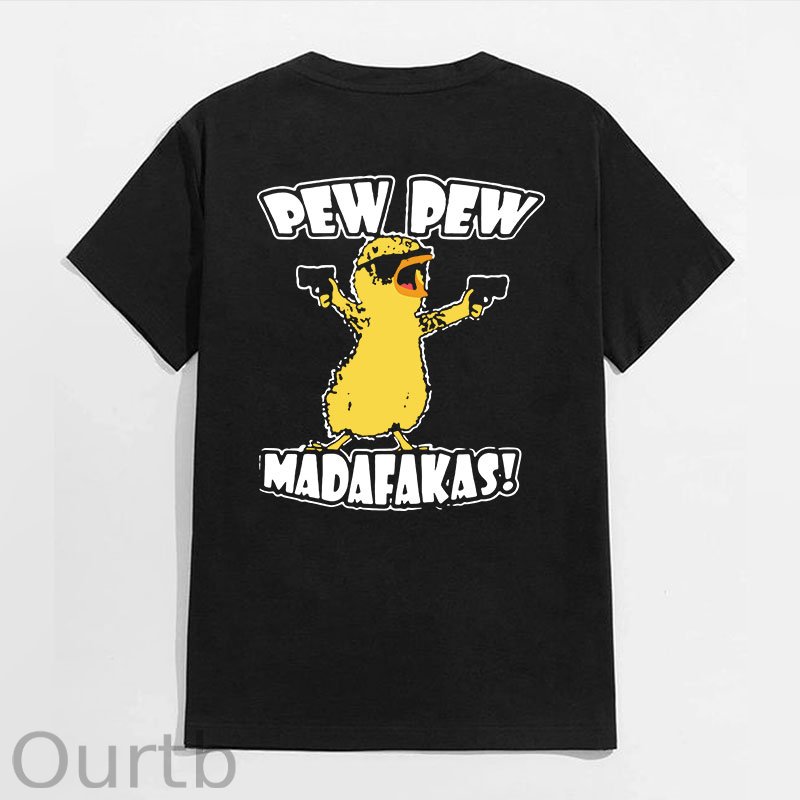 Yellow Duck Carries Pistol Letter Graphic Black Print T-shirt