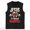 Jesus  Pattern Sleeveless Cotton Washed Printed Loose Vest