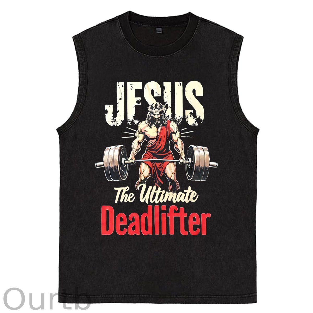 Jesus  Pattern Sleeveless Cotton Washed Printed Loose Vest
