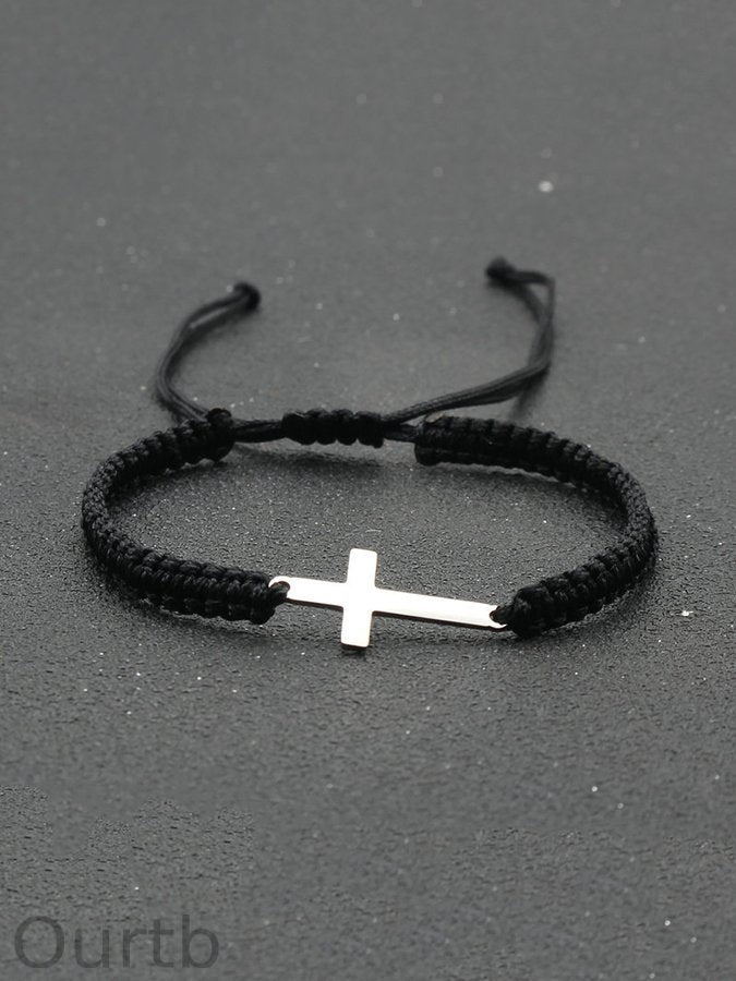 Simple Stainless Steel Cross Braided Bracelet