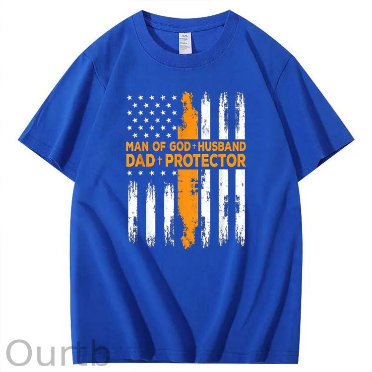 Man Of God+Husband+ Protector Pattern 100% Cotton T-Shirt