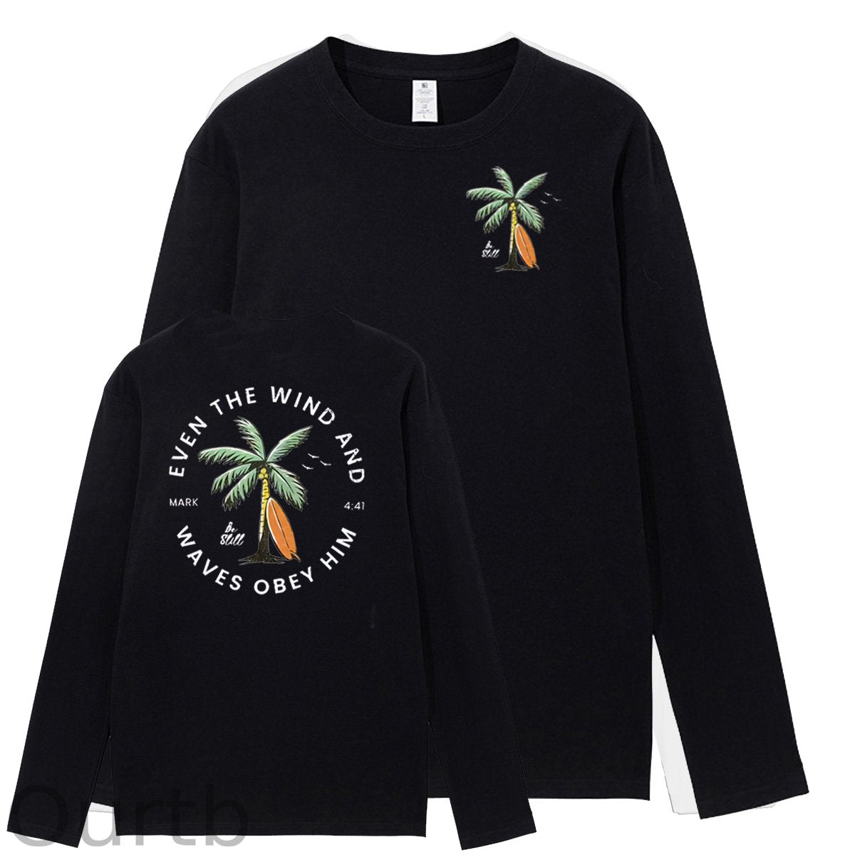 Be Still  Pattern Long Sleeve 100% Cotton  T-Shirt