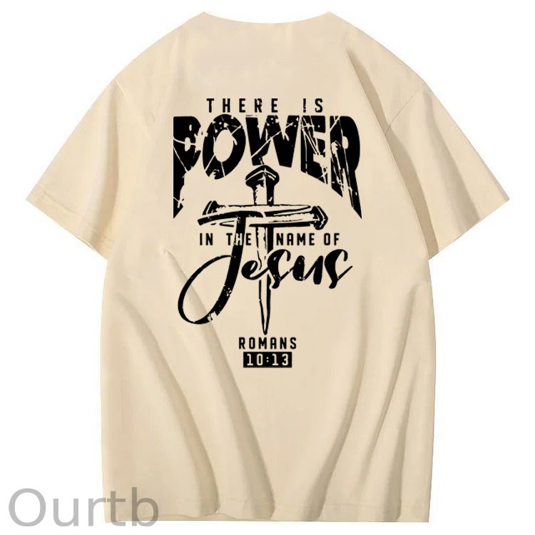 There Is Power In The Name Of Jesus Pattern Print T-Shirt