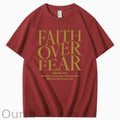 Faith Over Fear Pattern Printing Print Crew Neck T-Shirt