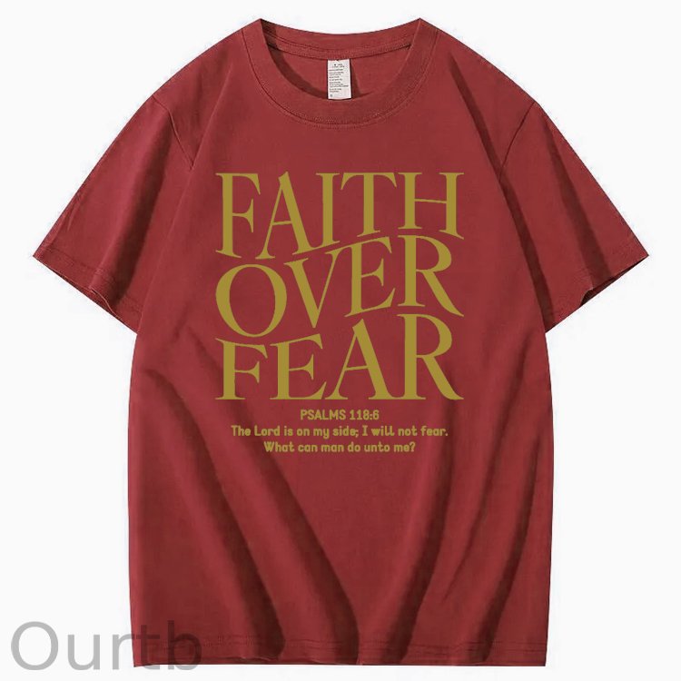 Faith Over Fear Pattern Printing Print Crew Neck T-Shirt