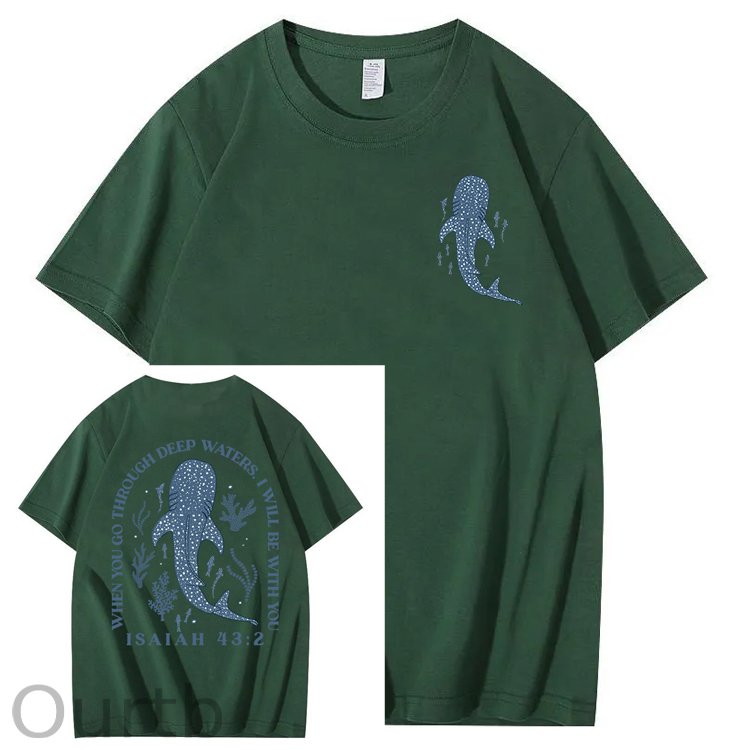 Whale Shark When You Go Through Deep Waters I Will Be With You Isaiah 43:2 100% Cotton T-Shirt