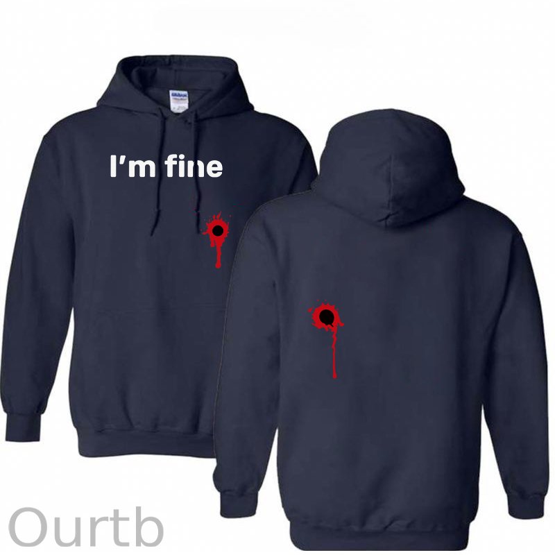 I'm Fine Pattern 100% 300g Cotton Classic Hoodie