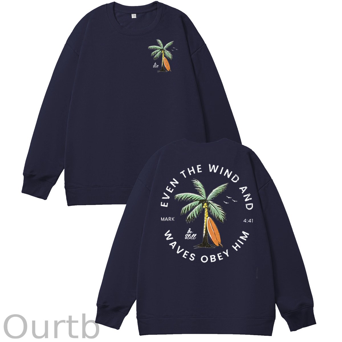 Be Still  Pattern 100% 300g CottonCrew Neck Sweatshirt (High Quality Version)