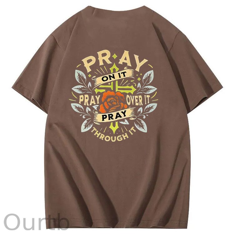 Pray Pattern Print 100%Cotton T-Shirt