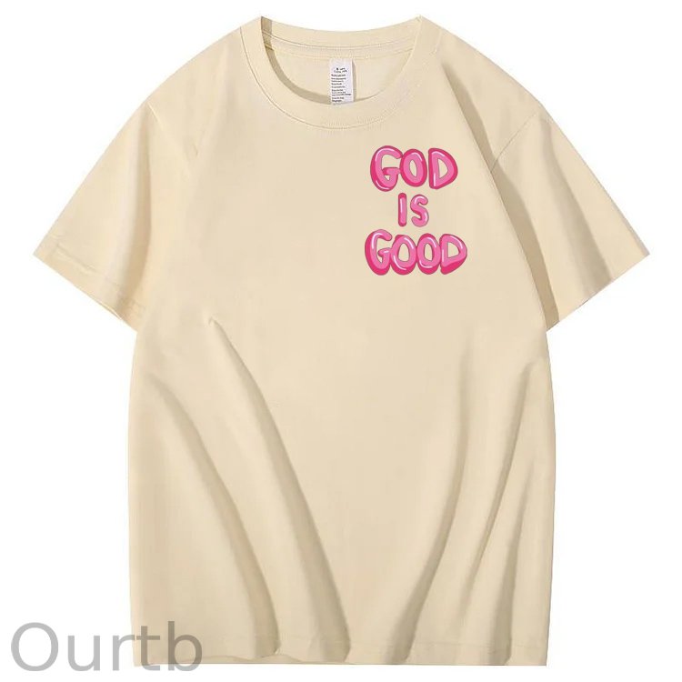 God Is Good Pattern  Print 100%Cotton T-Shirt