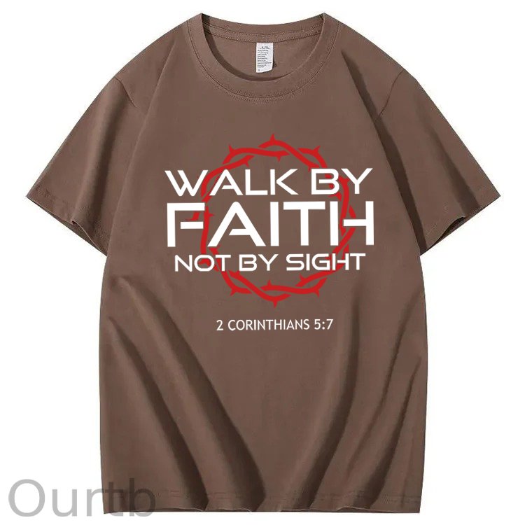 Jesus Walk By Faith Christian 100% Cotton T-Shirt