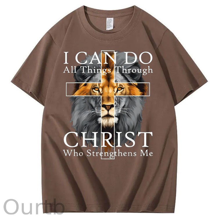 I Can Do All Things Through Christ Who Strengthens Me Pattern Print 100%Cotton T-Shirt