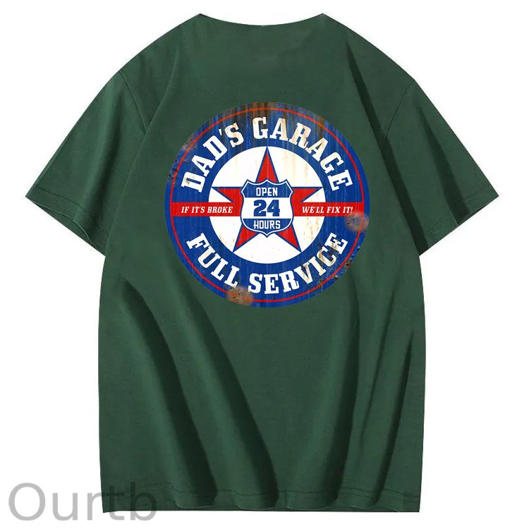 Dad's Garage Full Service If It's Broke We'll Fix It Printed Men's T-shirt