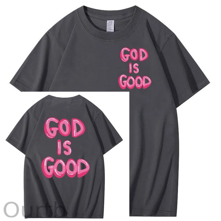 God Is Good Pattern  Print 100%Cotton T-Shirt