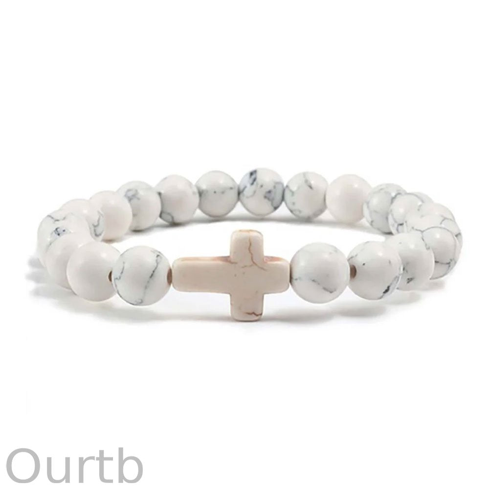 Jesus Cross Bracelet Handmade Beaded Stretch