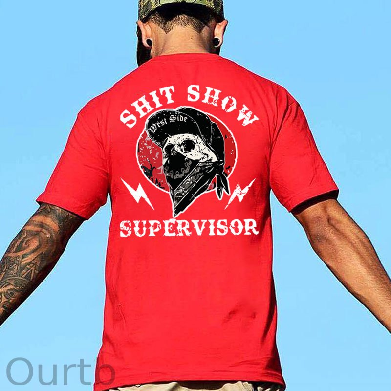 SHIT SHOW SUPERVISOR Skull White Print T-Shirt