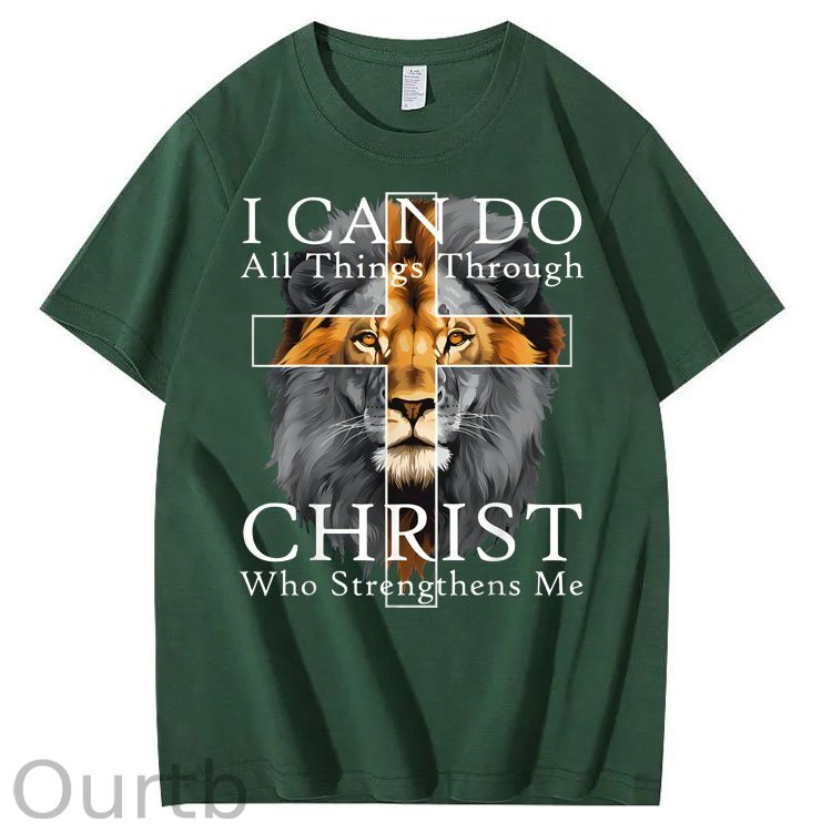 I Can Do All Things Through Christ Who Strengthens Me Pattern Print 100%Cotton T-Shirt