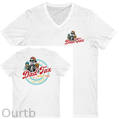 Dad Tax Pattern Print 100%Cotton V Neck T-Shirt