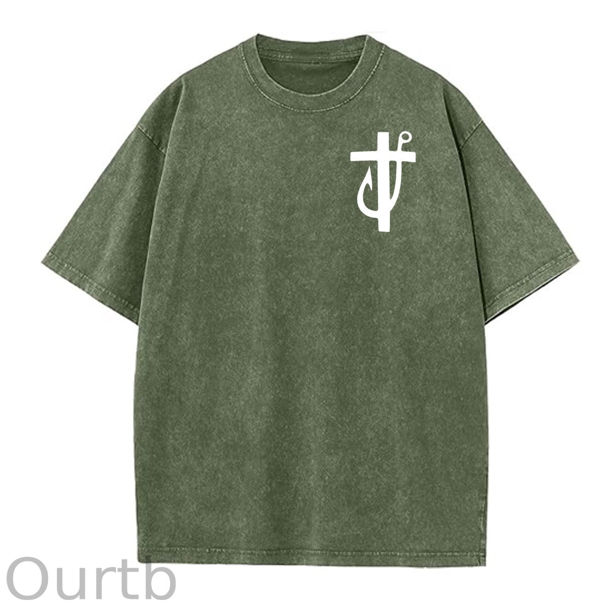 Jesus Made Me A Fisherman Pattern Washing And Aging Process Crew Neck T-Shirt