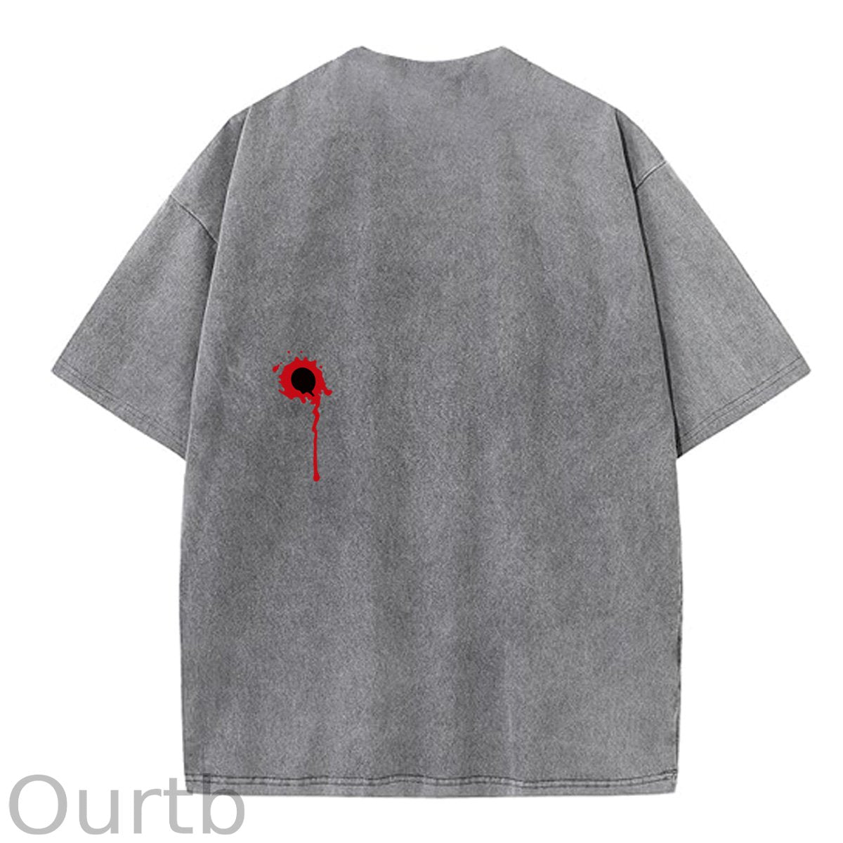 I'm Fine Pattern Washing And Aging Process Crew Neck T-Shirt