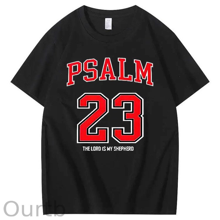 Psalm 23 The Load Is My Shepherod  Pattern Print 100%Cotton T-Shirt