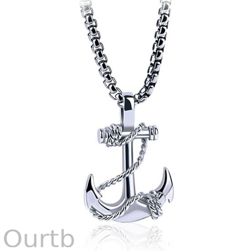 Casual Vintage Anchor Cross Necklace 76908011TO