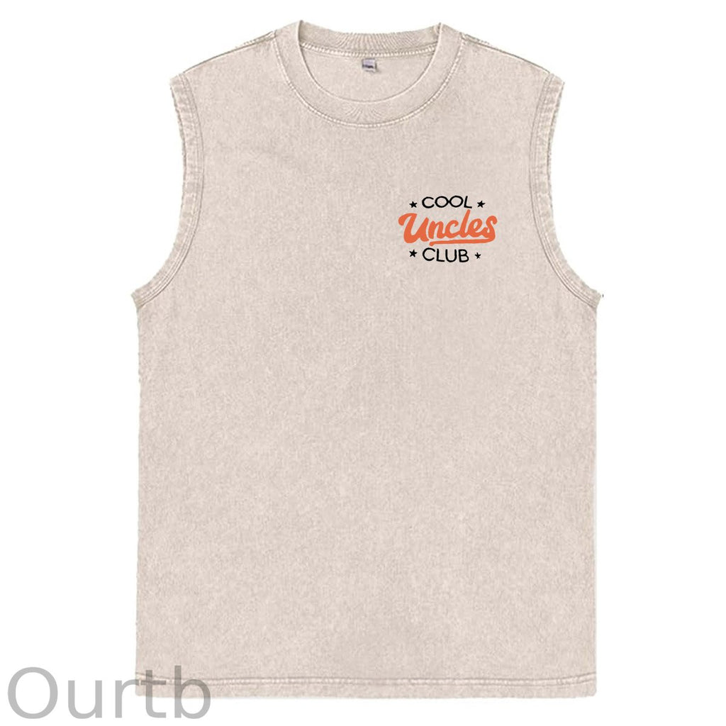 Cool Uncles Club Pattern Sleeveless Cotton Washed Printed Loose Vest