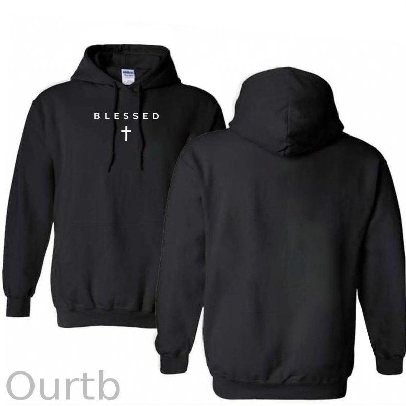 Cross Blessed Cotton Hooded Sweatshirt
