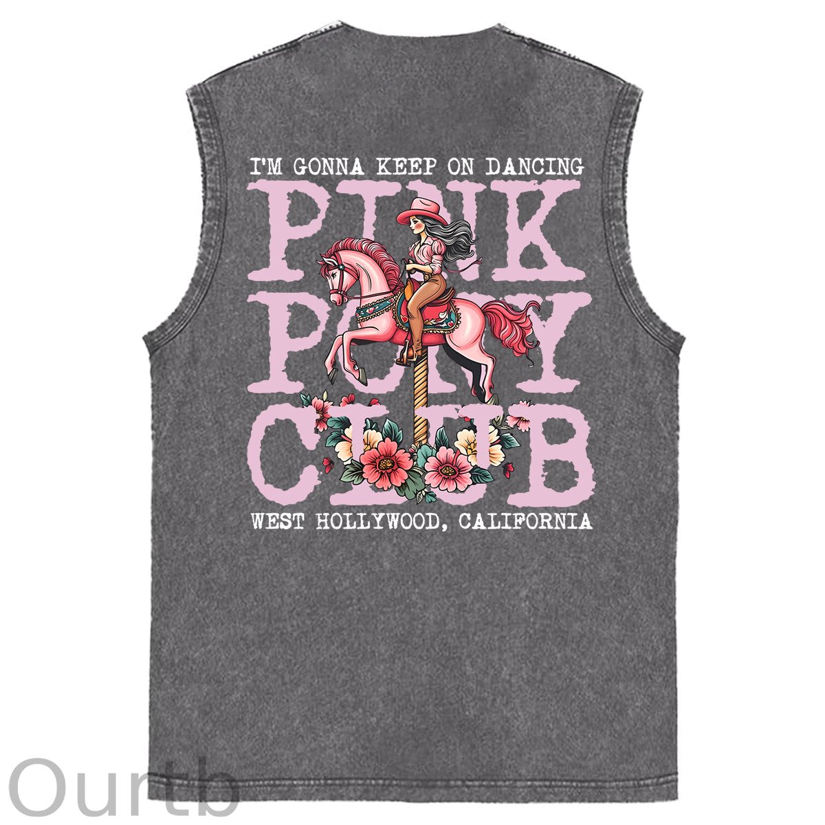 I'm Gonna Keep On Dacing Print Washed Cotton Sleeveless Tank Tops