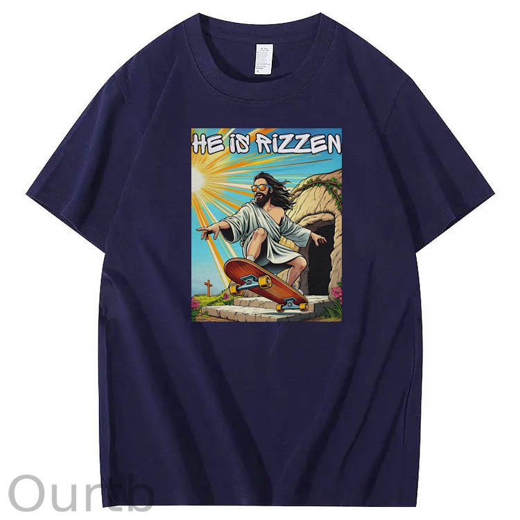 He is Rizzin Funny Cool Pattern Print Crew Neck T-Shirt