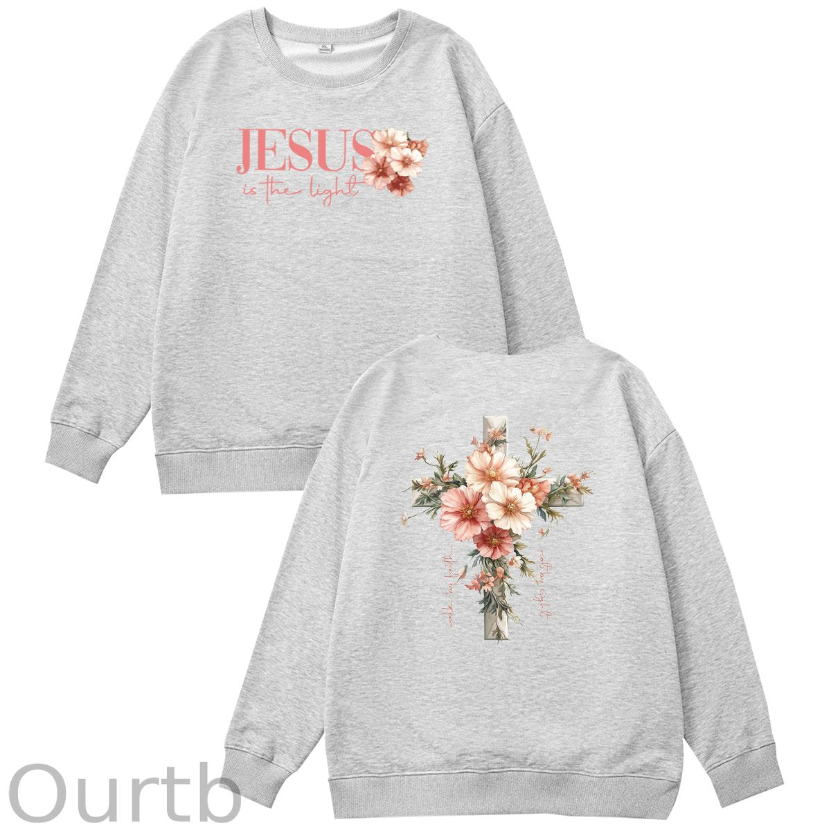 Jesus is The Light  Pattern 100% 300g CottonCrew Neck Sweatshirt