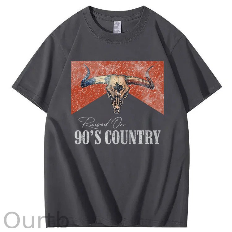 Raised On 90's Country Print 100% Cotton T-Shirt