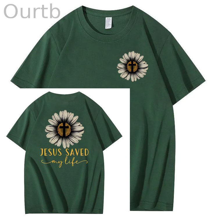 Jesus Saves My Life Pattern100% Cotton T-Shirt