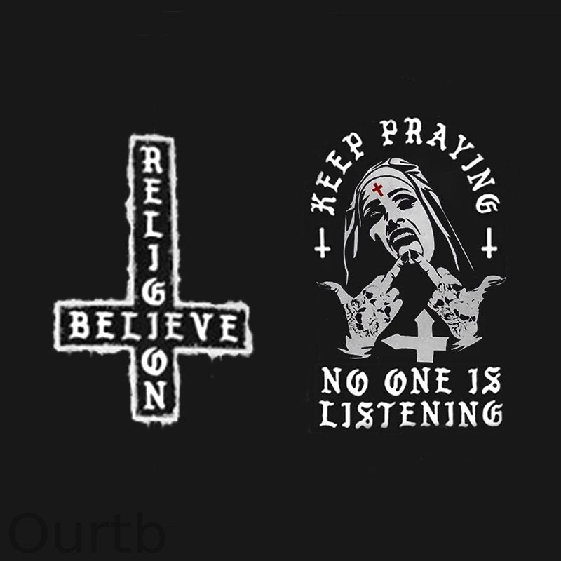 KEEP PRAYING NO ONE IS LISTENING Nun Graphic Black Print Hoodie