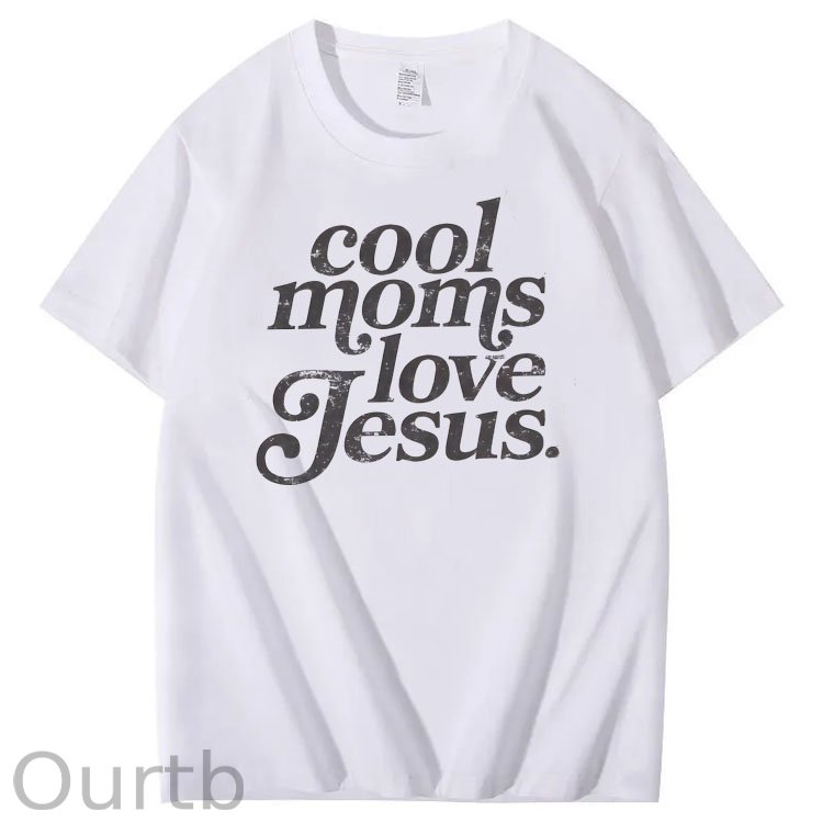 Cool Moms Love Jesus  Pattern 100% Cotton T-Shirt